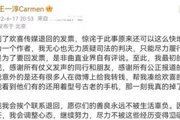 王一淳舉報徐崢公司後續：已收到退回的發票，感謝所有發聲的朋友