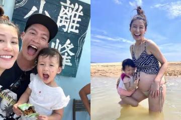 許孟哲辣妻挺37周大肚玩水 網民直呼:這身材不科學!