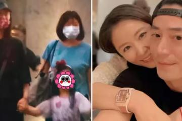 林心如霍建華帶女兒和父母聚餐!小海豚正臉曝光,「粉色公主裙+披肩長髪」氣質出眾,身高直逼媽媽胸口,網友:從小就是美人胚子
