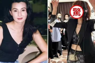 57歲張曼玉罕見現身！在香港商場打碟遭圍觀，紅棕色頭髪配煙熏妝眉眼依舊美艷，背兩萬元包露螞蟻腰太吸睛