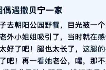 撒貝寧一家在公園野餐被偶遇，李白大長腿太吸睛，龍鳳胎首次出鏡