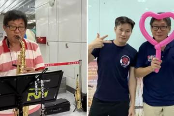 74歲金鐘視帝，「淪落」街頭賣藝，路邊吹薩克斯風被認出，笑稱「都是因金孫」暖心原因惹淚：根本模範爺爺