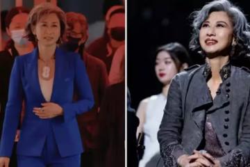 真的被葉倩文迷住了,60歲一身藍色西裝亮相,干練霸氣勝過女總裁