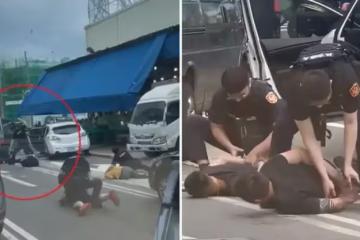 桃園屁孩,被當街制住!大隊出動療愈影片熱贊,遭質過當「霸氣回應」