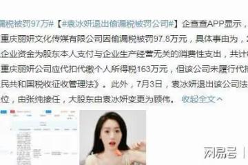 袁冰妍工作室就偷漏稅向公眾致歉，粉絲甩鍋財務直呼與藝人無關