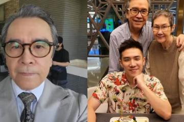 TVB老戲骨姜大衛為帥氣兒子慶生摟著太太甜蜜拍慶生照