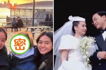 62歲毛舜筠出國和家人團聚,一頭金髮顯年輕,倆女兒高顏值似混血,網友:太像姐妹三人了