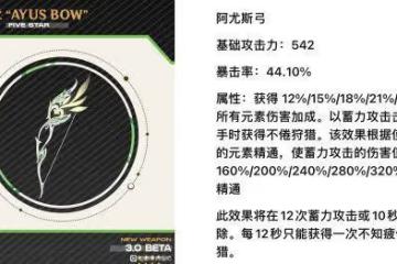 原神：須彌阿尤斯弓效果揭曉，你丫到底是個幾流武器？