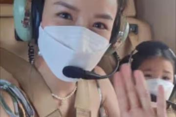陳茵媺坐直升飛機度假，陳豪負責拍照，6歲女兒嚇到大喊媽媽