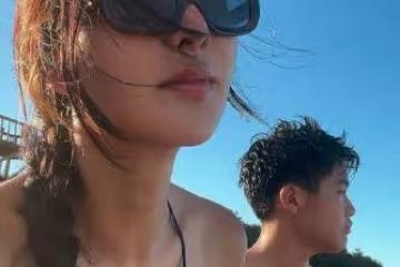 曹格老婆曬比基尼美照，凹凸有致似少女，兒子皮膚黝黑肌肉壯碩