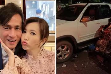 回台拍戲遇車禍!廖家儀「遭追撞車頭全毀」現場照曝光 急送醫「恐有腦震盪」家人憂曝:不敢告訴小孩