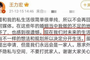 王力宏承認與妻子離婚!自認不足之處太多,兩人久未互動早有預兆