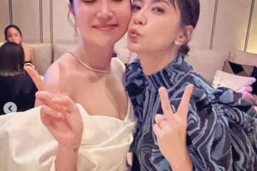 賈靜雯林心如在楊祐寧婚禮上玩得很開心，貼臉合影彰顯姐妹情