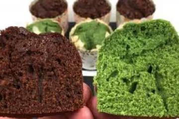 超簡單麥芬蛋糕，濃郁可可香氣，淡淡抹茶清香，媲美星巴克爆款美食。