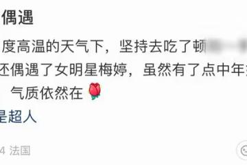 梅婷久居法國 素顏與粉絲依偎合照小肚腩凸出