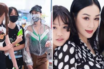 鐘麗緹穿3萬元透視裝現身!倆女兒化妝染髪,跟媽媽個頭一般高