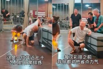 68歲陳佩斯排練戲劇太賣力！多次單膝下跪滑行