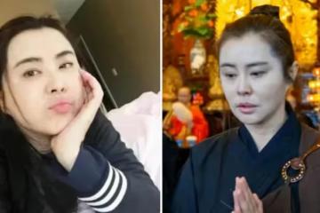 55歲王祖賢寺廟祈禱照片：近照變化大，素顏狀態也依然非常優雅，雙手合十十分虔誠
