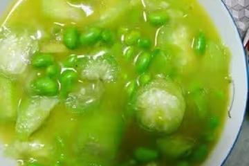 絲瓜炒毛豆，不發黑哦