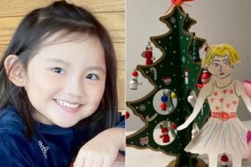 秦漢陪孫女過聖誕，親手剪紙娃娃給寶貝當禮物，3歲孫寧超像爺爺