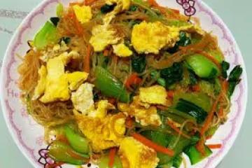 油菜粉絲炒雞蛋