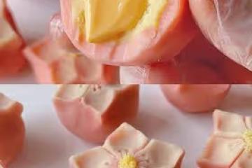 中式果子流心桃花糕