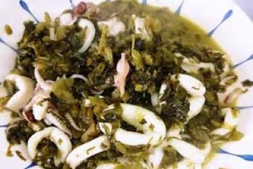 菜叔家常菜：雪菜炒魷魚