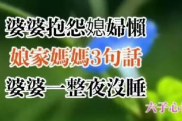 婆婆抱怨媳婦懶，娘家母親3句話，婆婆一夜沒睡！