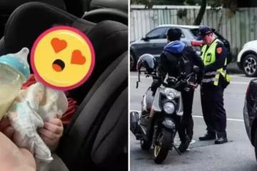 寶寶沿路一直哭,爸無奈「違規臨停急餵奶」被員警敲窗「暖警反轉舉動」網讚翻:好有人情味
